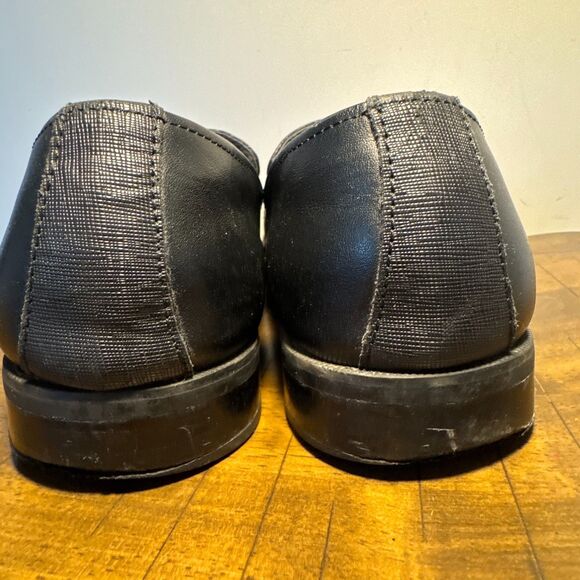 Black Leather Dress Loafers Calvin Klein Slip On Comfort Shoes Size 10 main image 5